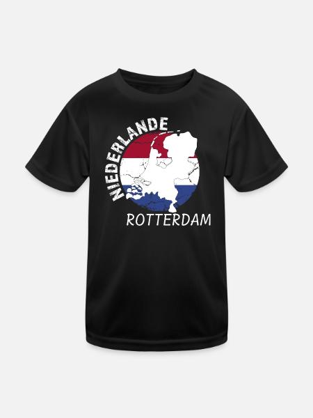 Rotterdam - Kinder Funktions-T-Shirt - Schwarz - Vorne