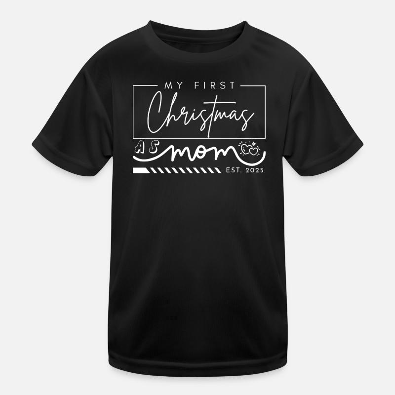 First Christmas as a Mom 2025 – Gift Idea - Kids Functional T-Shirt - black