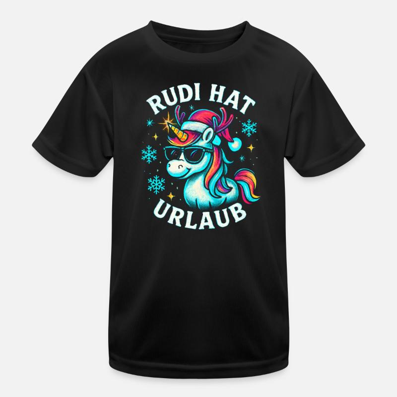 Weihnachten Spruch Humor Einhorn Lustig Rentier Kinder Funktions-T-Shirt