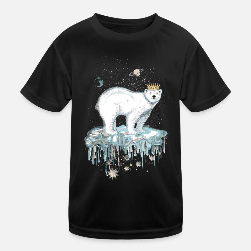 Majestätischer Eisbär mit Krone auf Eisscholle Kinder Funktions-T-Shirt