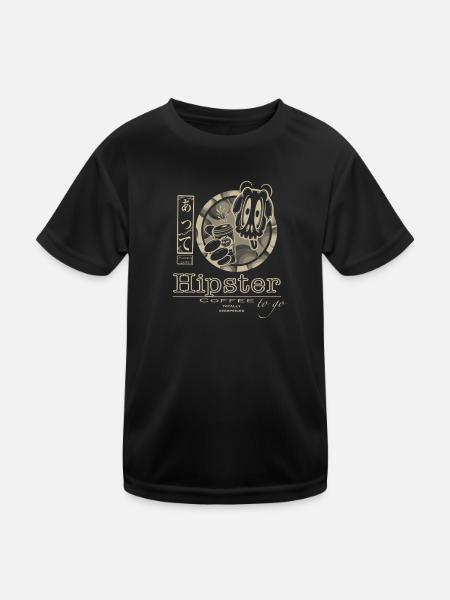 Hipster Kaffee to go - Kinder Funktions-T-Shirt - Schwarz