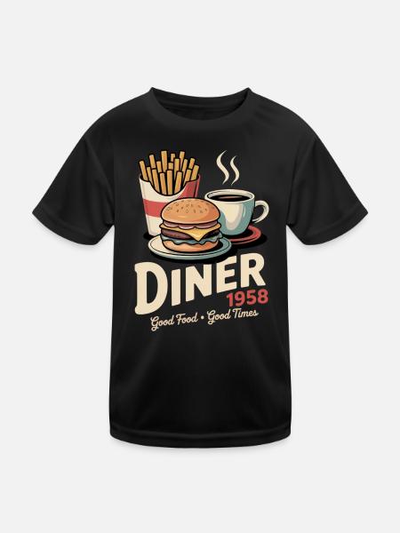 Dinner 1958 - Kids Functional T-Shirt - black - Front