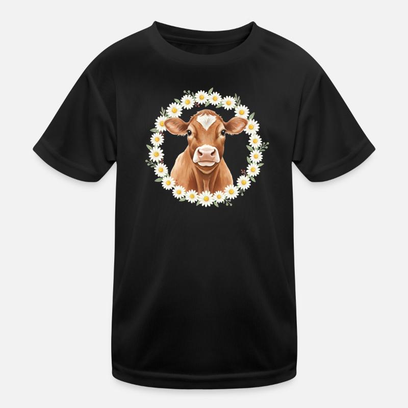 Braune Kuh Kinder Funktions-T-Shirt