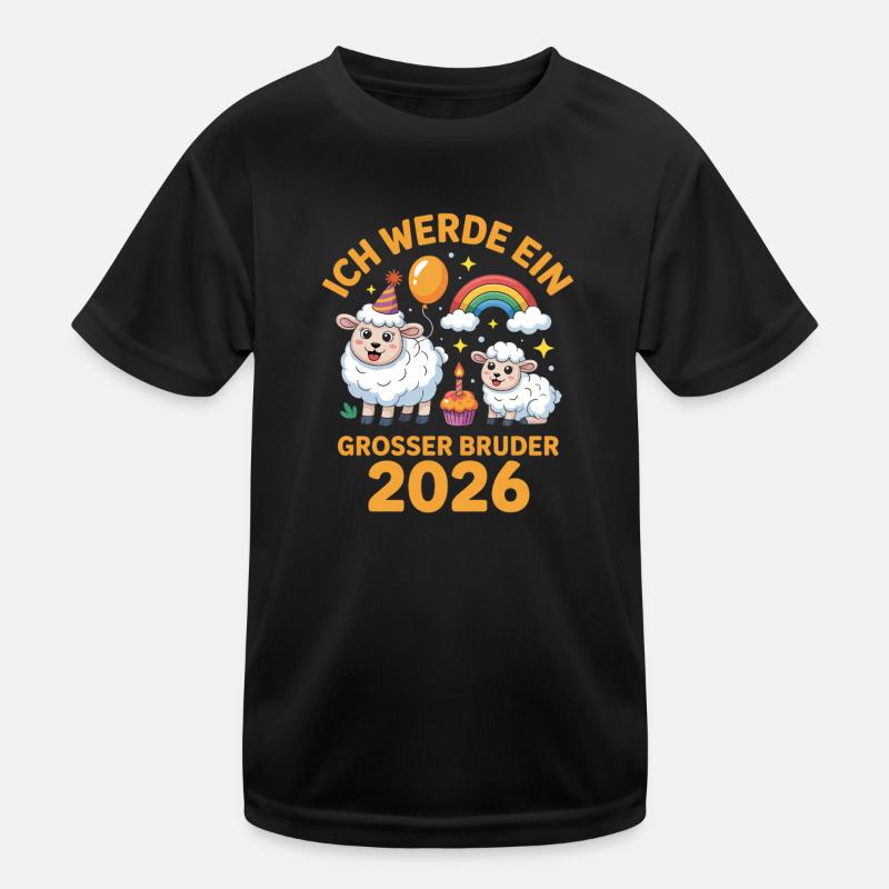 Ich werde ein grosser Bruder 2026 Schaf Lamm Kinder Funktions-T-Shirt