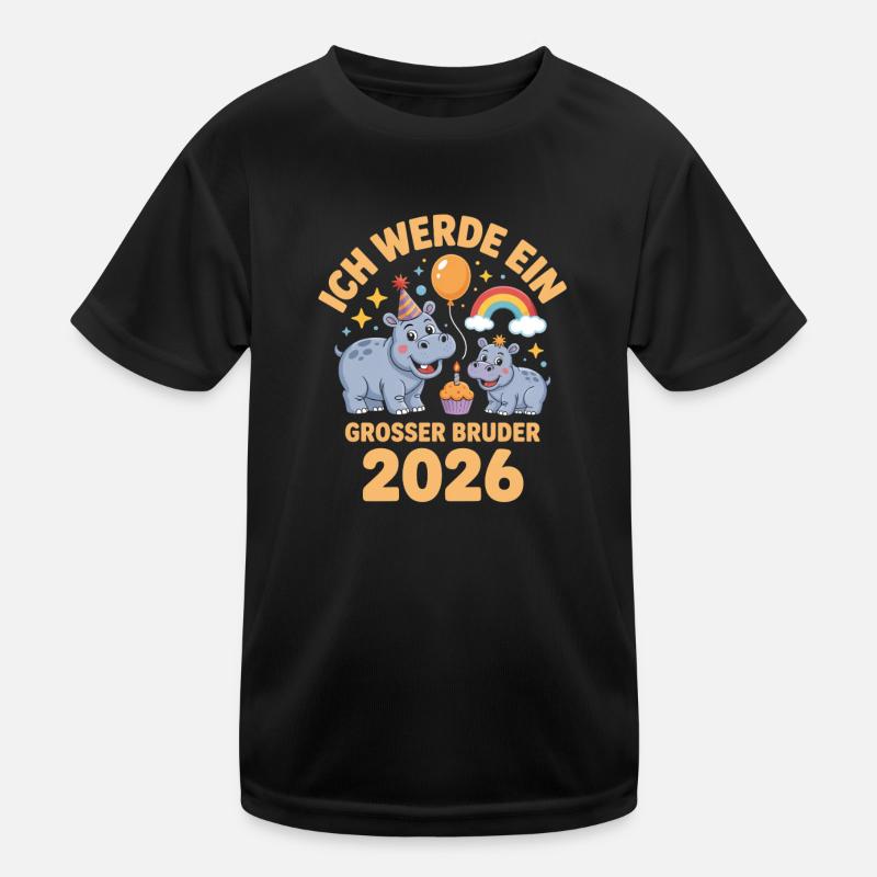 Ich werde ein grosser Bruder 2026 Hippo Nilpferd Kinder Funktions-T-Shirt