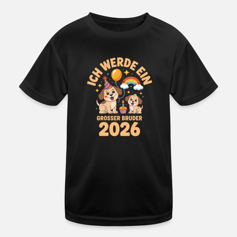 Ich werde ein grosser Bruder 2026 Hund Welpe Kinder Funktions-T-Shirt
