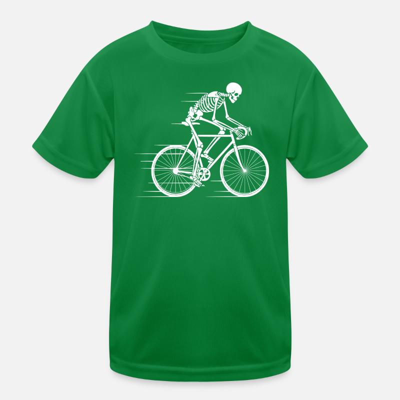 Skeleton Cyclist in Motion Kids Functional T-Shirt
