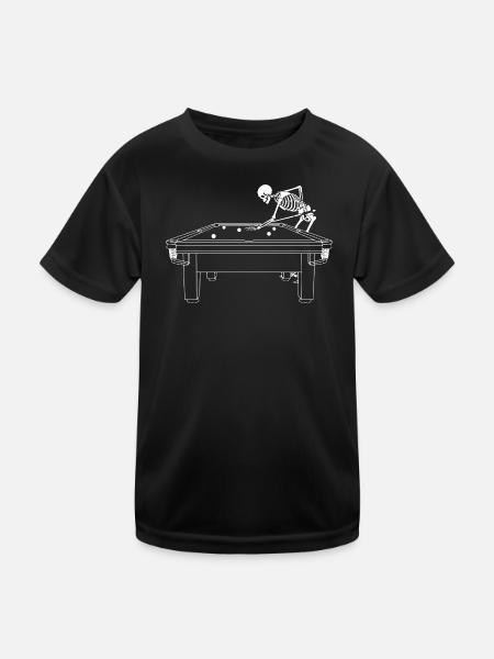 Skeleton Plays Snooker - Kids Functional T-Shirt - black - Front