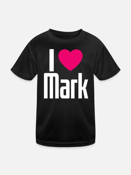 I Love Mark Pinkes Herz Ich liebe Mark - Kinder Funktions-T-Shirt - Schwarz - Vorne