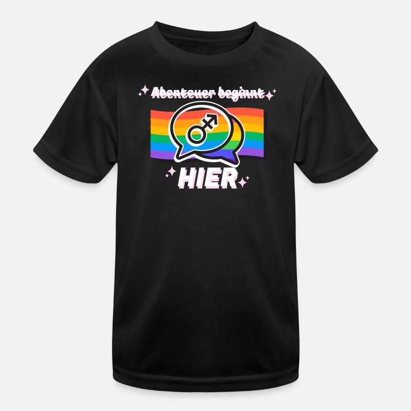 Abenteuer beginnt hier Pride Symbol - Kinder Funktions-T-Shirt - Schwarz