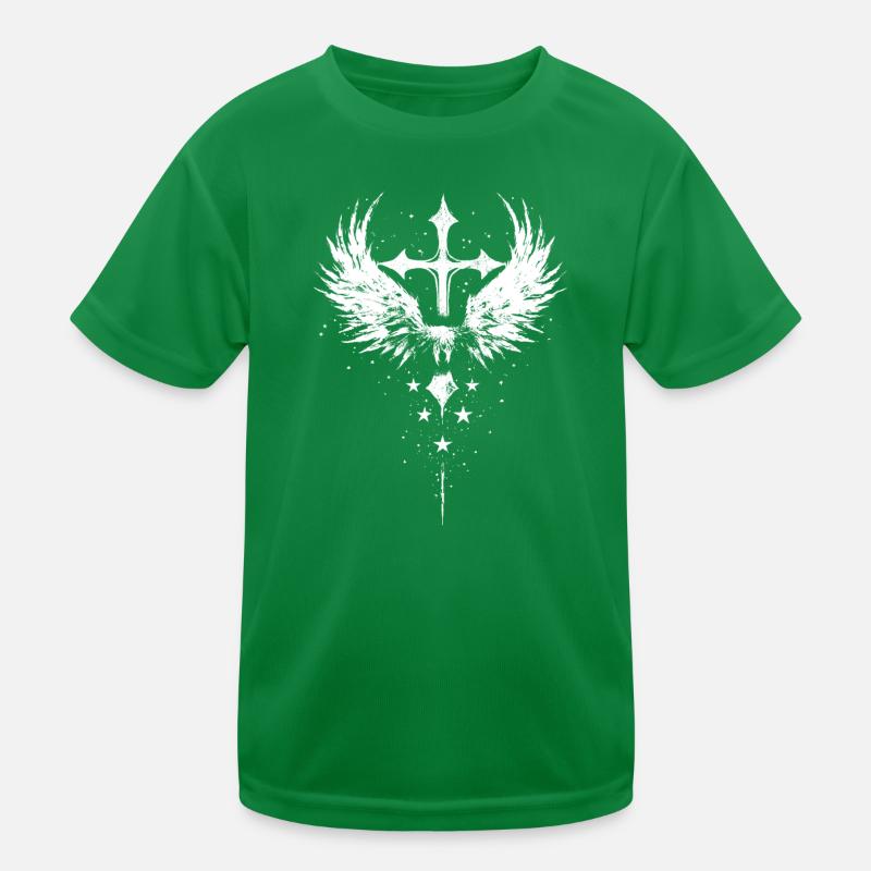 Goth Kreuz Engel Emo Kinder Funktions-T-Shirt