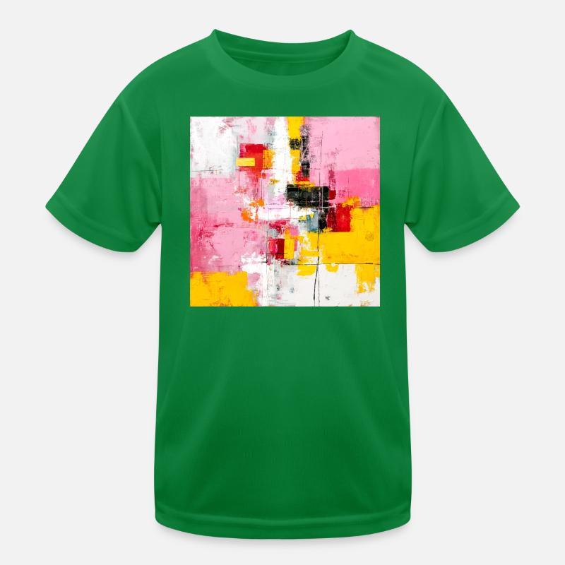 Abstract Color Blocks Pink Yellow Kids Functional T-Shirt