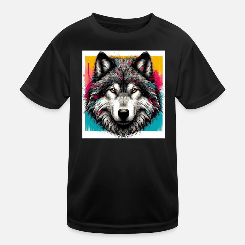Wolf - Kids Functional T-Shirt - black