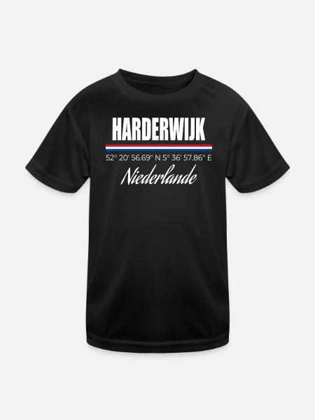 Harderwijk - Kinder Funktions-T-Shirt - Schwarz - Vorne