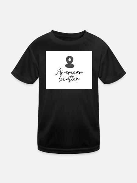 Amerikanischer Standort Pin - Kinder Funktions-T-Shirt - Schwarz - Vorne