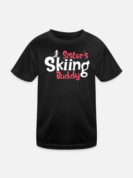 Funny Ski Lovers Graphic for Sisters - Kids Functional T-Shirt - black