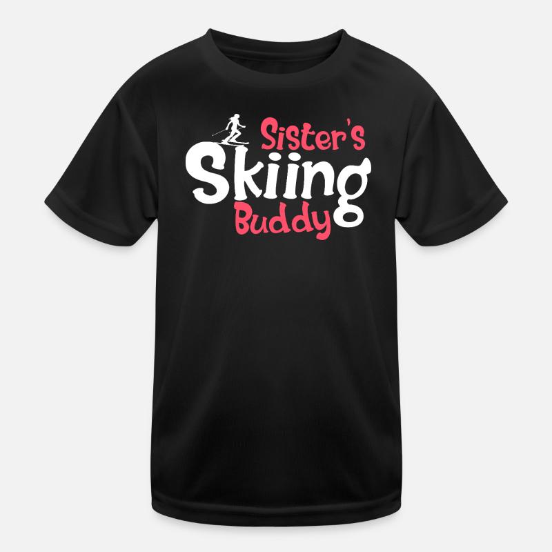 Funny Ski Lovers Graphic for Sisters - Kids Functional T-Shirt - black