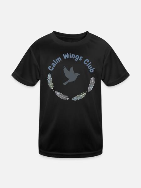 Flügel der Gelassenheit - Kinder Funktions-T-Shirt - Schwarz - Vorne