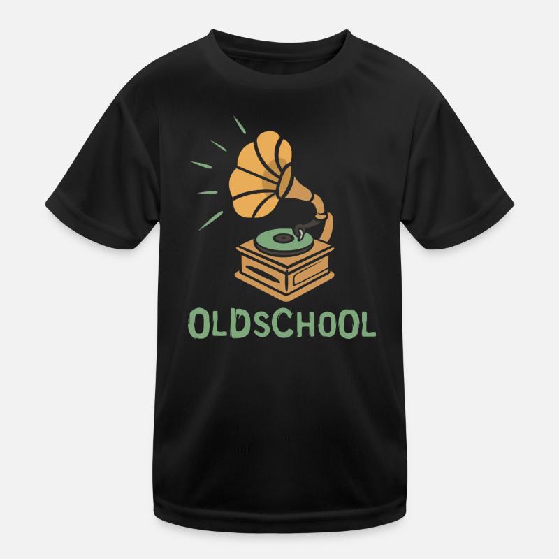 Oldschool Gramophone Retro Design Kids Functional T-Shirt