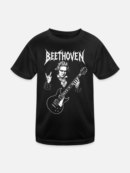 Beethoven Metal Gitarre - Kinder Funktions-T-Shirt - Schwarz - Vorne