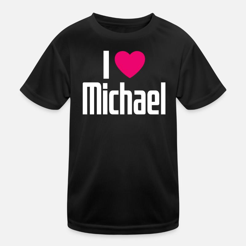 I Love Michael Pink Heart I Love Michael Kids Functional T-Shirt