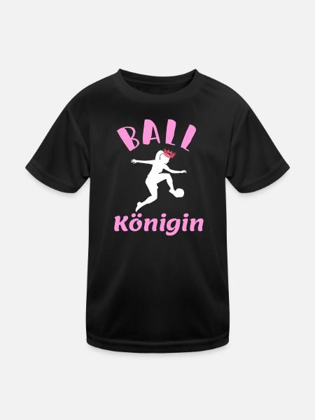 Ballkönigin - für feminine Fußballerinnen - Kinder Funktions-T-Shirt - Schwarz - Vorne
