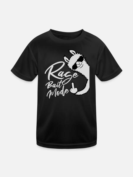 Rage Bait Lama Alpaka Sonnenbrille Mittelfinger - Kinder Funktions-T-Shirt - Schwarz - Vorne