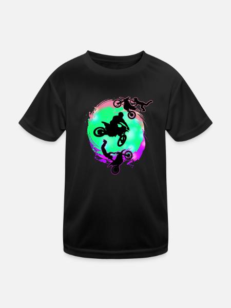 Motocross - MX - Kinder Funktions-T-Shirt - Schwarz
