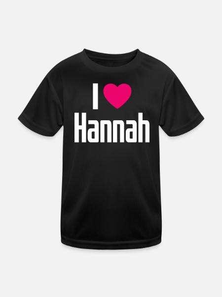 I Love Hannah Pinkes Herz Ich liebe Hannah - Kinder Funktions-T-Shirt - Schwarz - Vorne