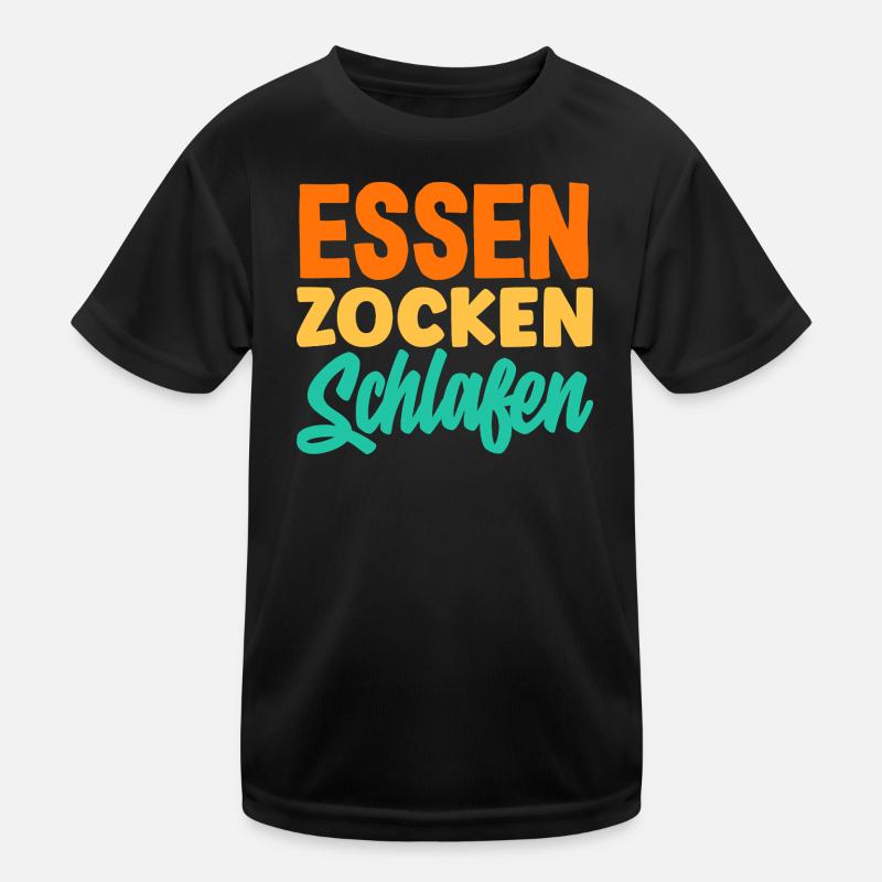 Essen Zocken Schlafen Gamer Spruch Kinder Funktions-T-Shirt