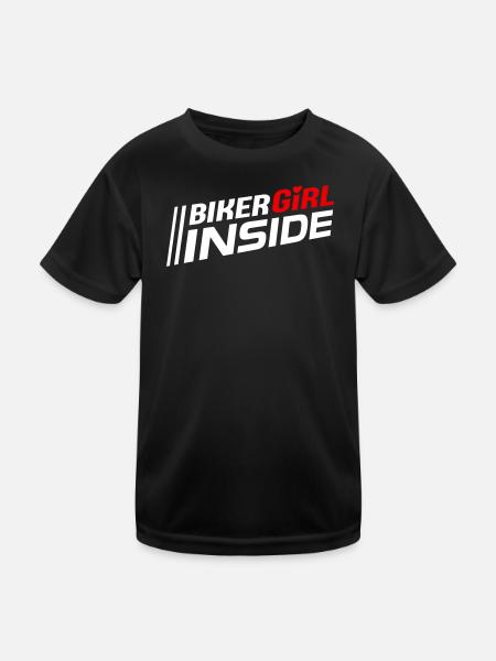 Biker Girl inside lettering (colors can be changed) - Kids Functional T-Shirt - black