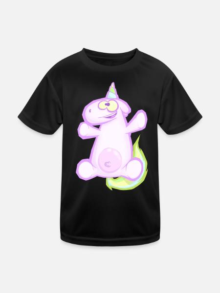 Einhorn - Kinder Funktions-T-Shirt - Schwarz