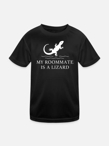 Mein Mitbewohner ist eine Echse - Kinder Funktions-T-Shirt - Schwarz - Vorne
