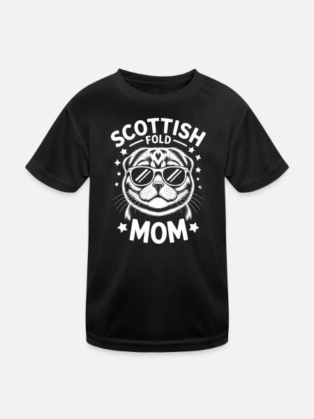 Scottish Folding Cats Scottish Fold Gift - Kids Functional T-Shirt - black - Front