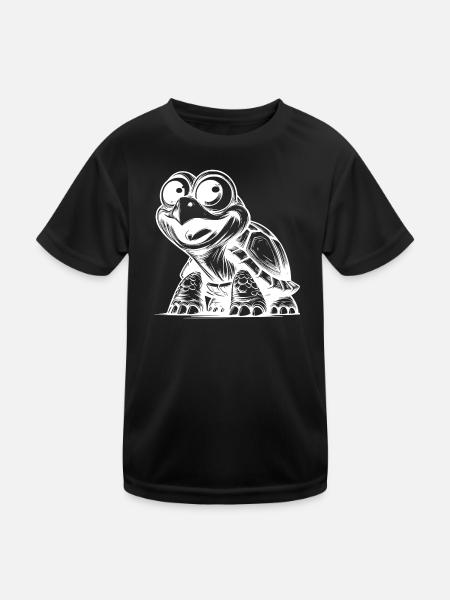Baby Schildkröten mit großen Augen - Kinder Funktions-T-Shirt - Schwarz - Vorne