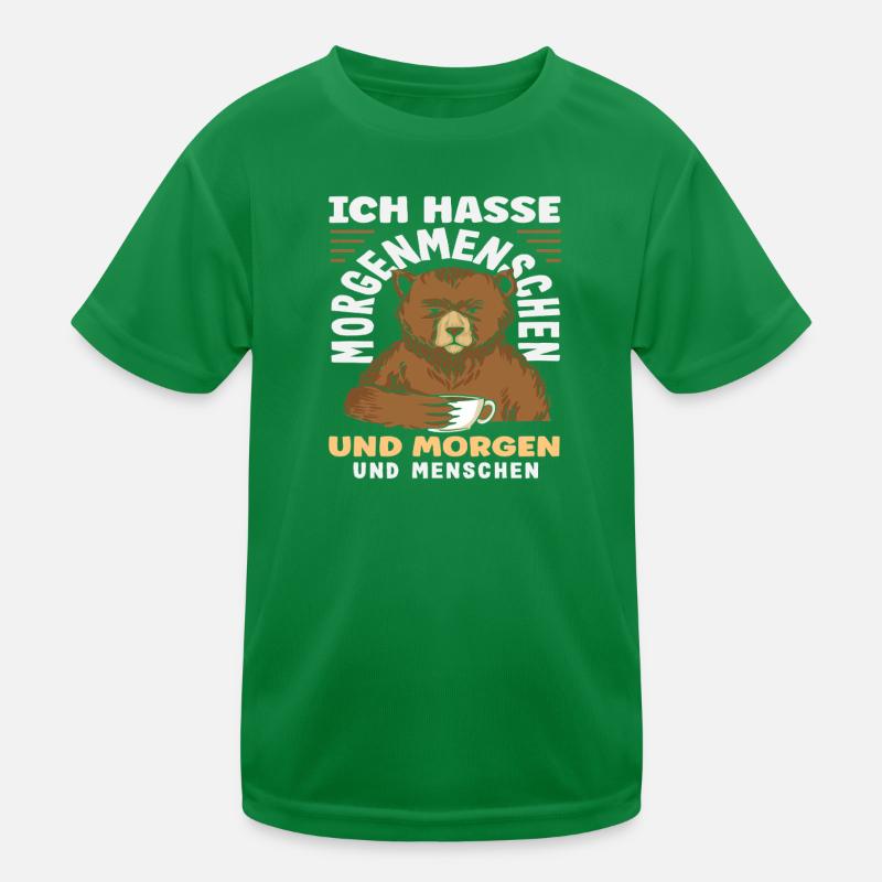 Ich hasse Morgenmenschen Kaffee Bär Kinder Funktions-T-Shirt