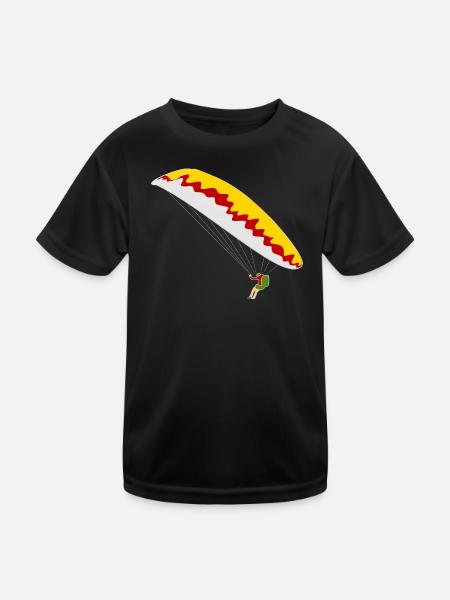 Bunter Gleitschirm - Kinder Funktions-T-Shirt - Schwarz - Vorne