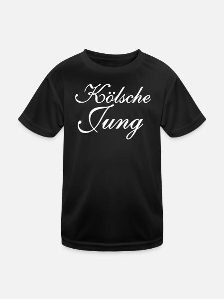 Kölsche Jung - Kinder Funktions-T-Shirt - Schwarz - Vorne