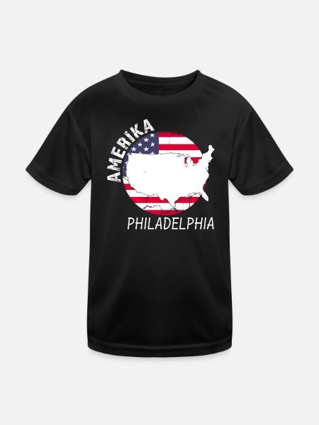 Philadelphia - Kinder Funktions-T-Shirt - Schwarz - Vorne