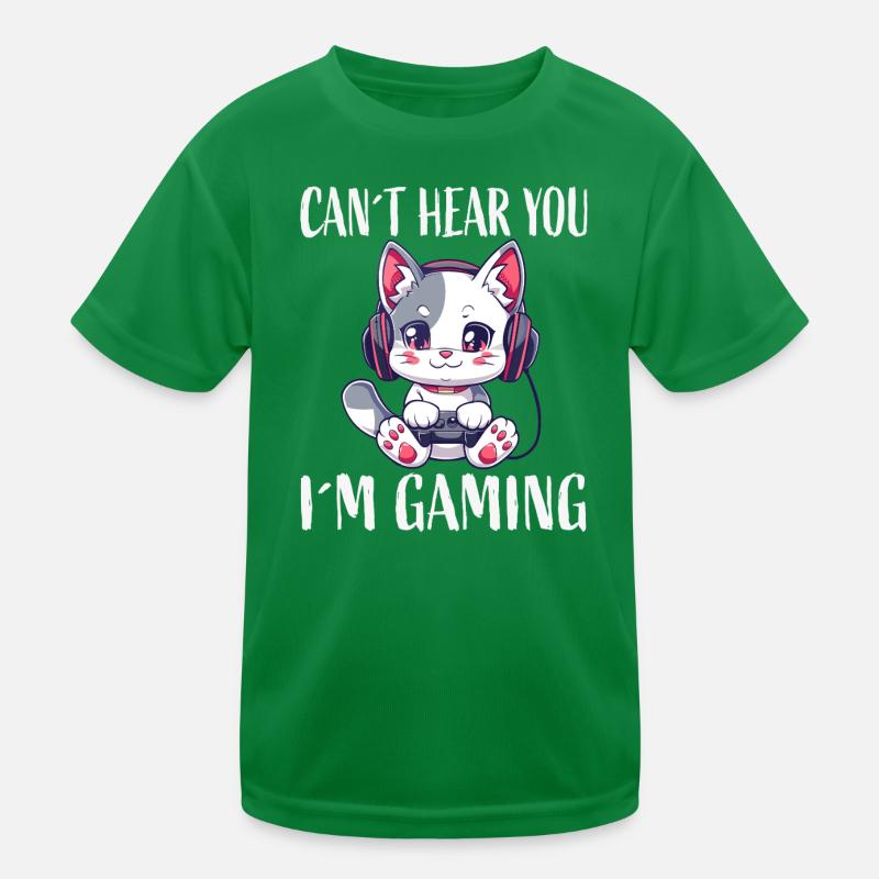 Gaming-Katze Kopfhörer Kinder Funktions-T-Shirt