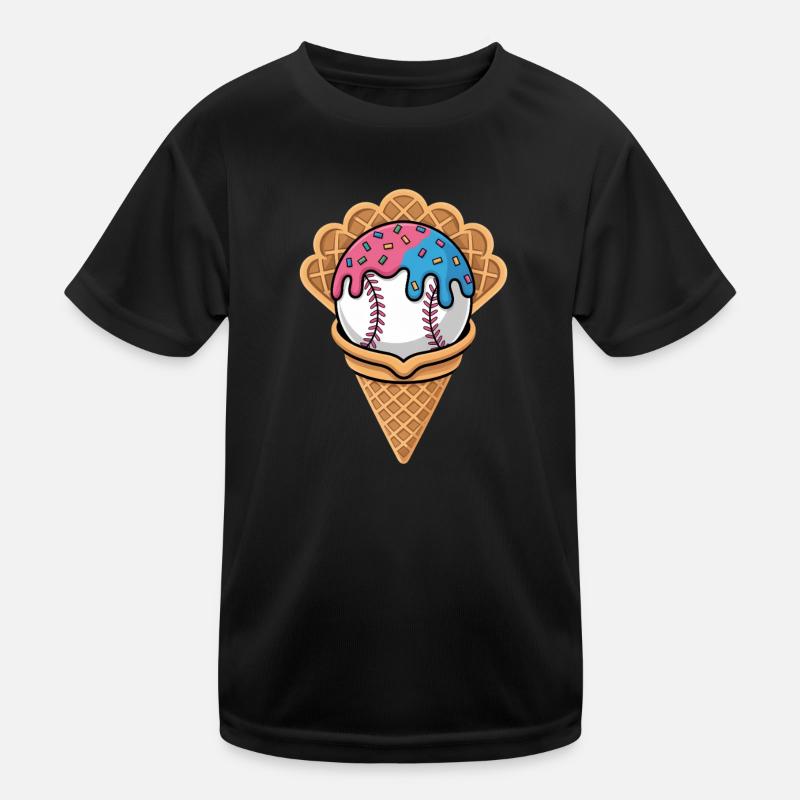 Baseball Eiscreme In Waffel Mit Streuseln Kinder Funktions-T-Shirt