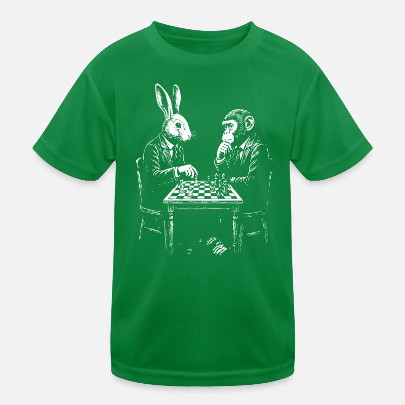 Rabbit and Monkey Chess Duel Kids Functional T-Shirt