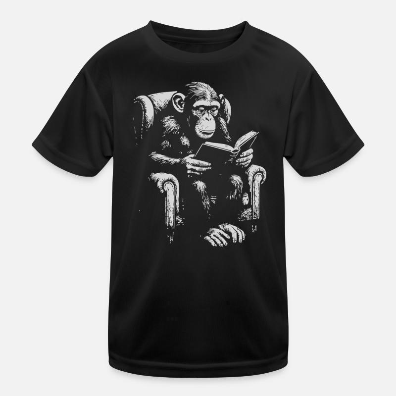Affenlesen im Sessel Kinder Funktions-T-Shirt