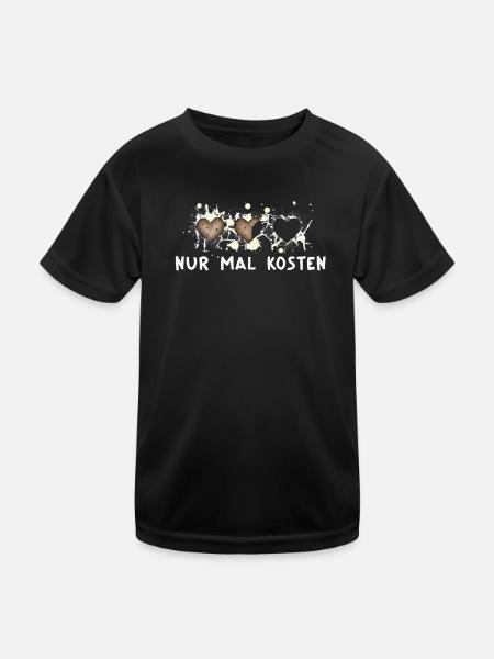 Nur mal kosten… Süßes Weihnachtsmotiv - Kinder Funktions-T-Shirt - Schwarz - Vorne