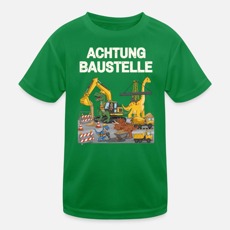 Dinosaur Construction Site Kids Functional T-Shirt