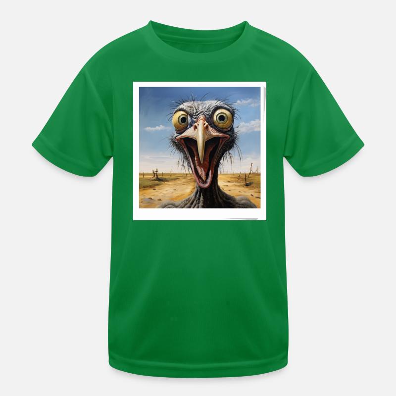 Schreiender Strauß in der Wüste Kinder Funktions-T-Shirt