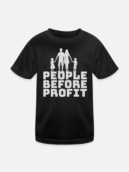People Before Profit Activism Justice Logo - Kids Functional T-Shirt - black - Front
