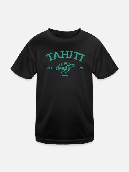 Tahiti - Turtle - French Polynesia - Schildkröte - Kinder Funktions-T-Shirt - Schwarz - Vorne