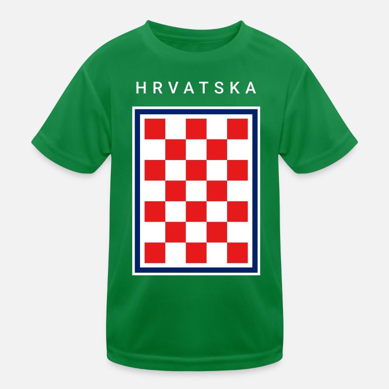 Hrvatska Checker Blue Border Kids Functional T-Shirt