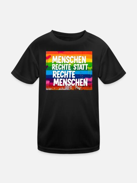 Human Rights Instead of Right-Wing People Statement - Kids Functional T-Shirt - black - Front